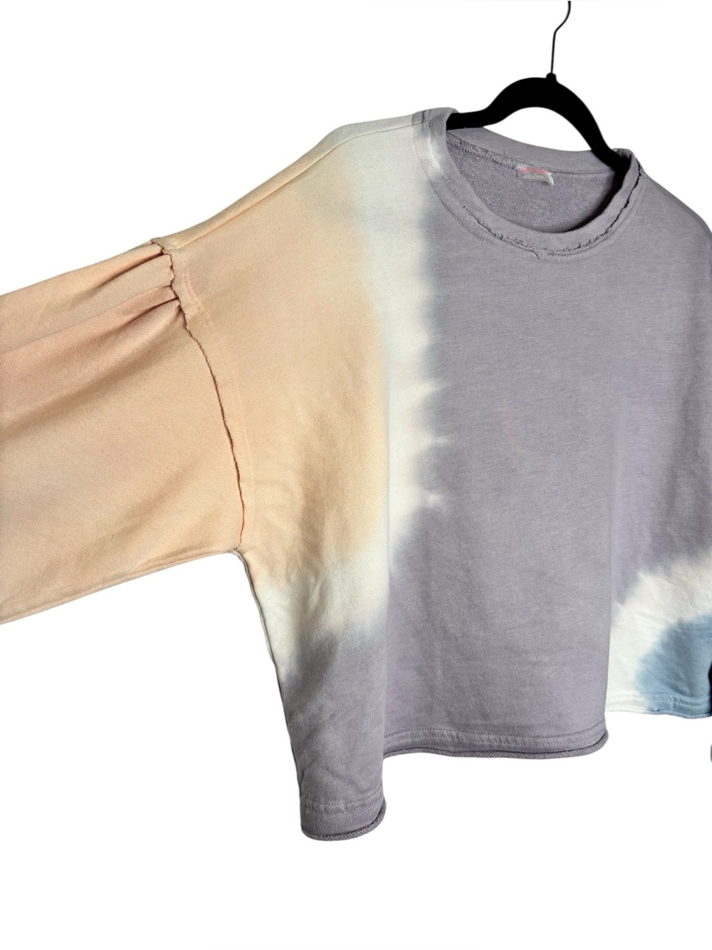 Free People FP Movement Tie-dye Cropped Crewneck Sweatshirt Lavender Orange SM - Picture 3 of 9